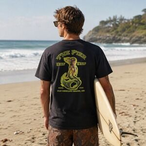 Coastal Classics T-Shirt Men Large Black Surf‎ Shop Mermaid 100% Cotton